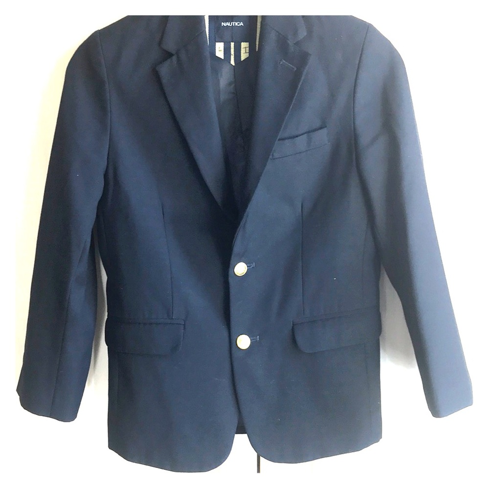 NAUTICA boys 10 Navy 2-button blazer school events religious events holidays EUC